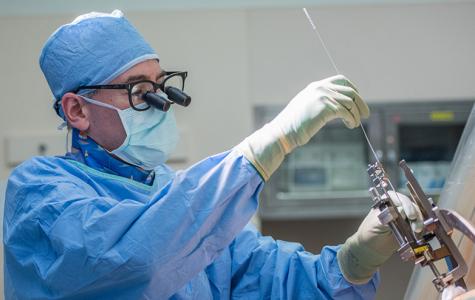 Philip Starr, MD, PhD, implants a DBS device for a patient with Parkinson's disease